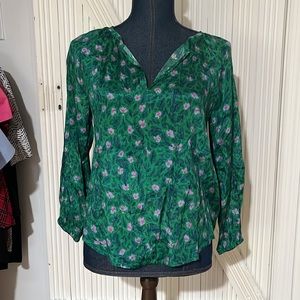 Roller Rabbit Lucy Cerro floral v neck long sleeve blouse NWT size xs